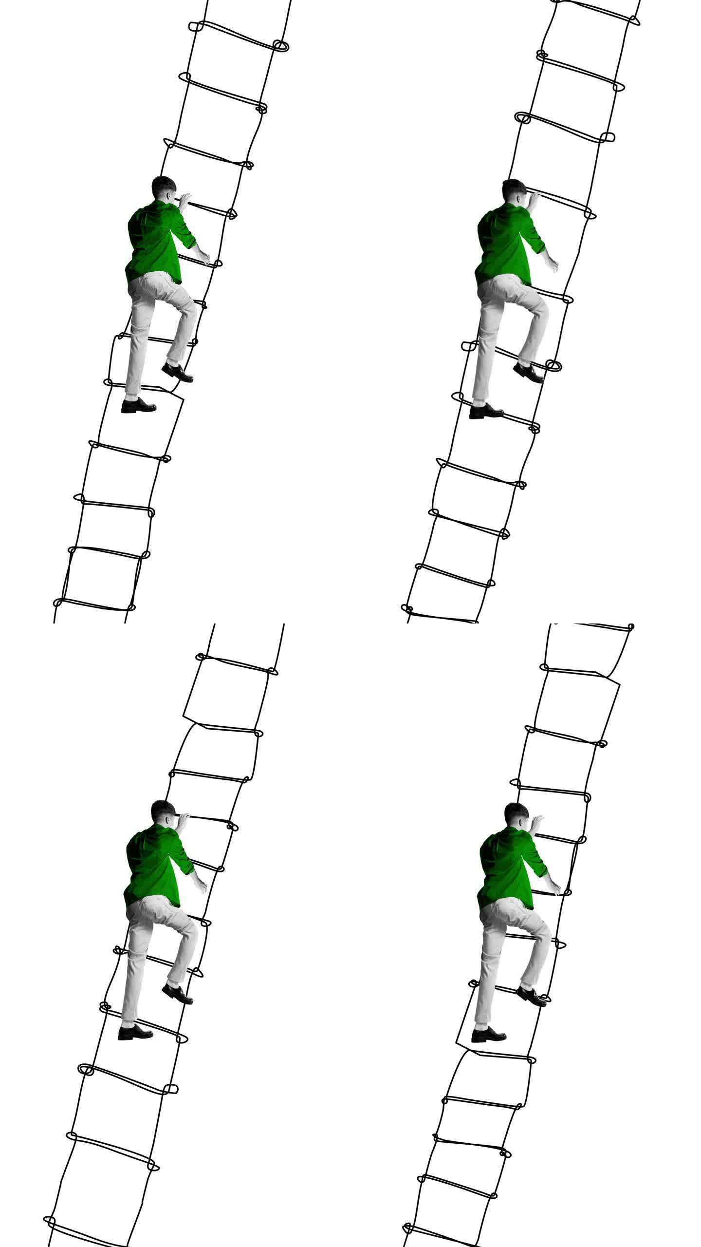 一个人爬梯子的图,一个人在爬梯子的成语