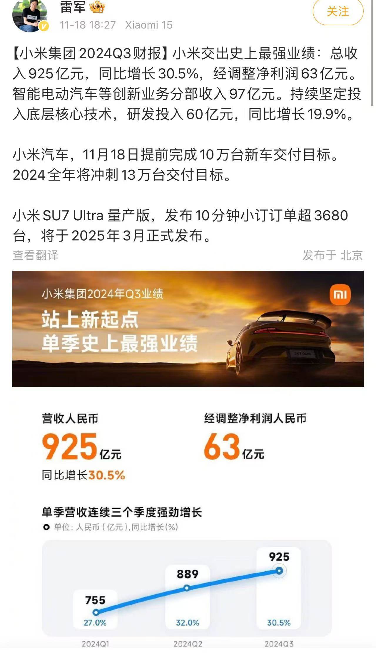 卢伟冰称小米汽车几年内销往全球的简单介绍